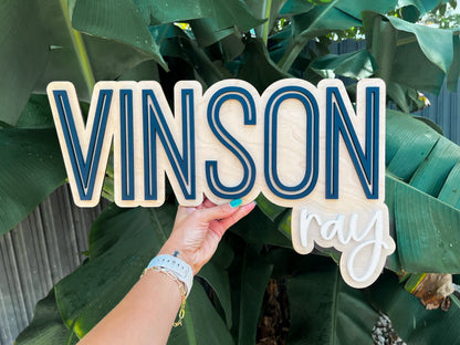 Nursery Name Sign, Large Wood Baby Name Sign, Above Crib Name Sign, Girl Name Sign, Layered Baby Name Sign, Boy Name Sign, Nursery Decor