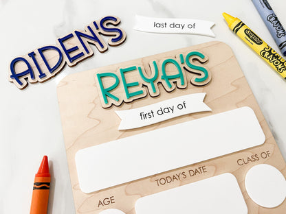 My First Day of School Sign, Back to School Board, Last Day of School, Personalized Photo Prop, Reusable Sign, Sign for School Pictures