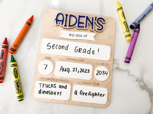 My First Day of School Sign, Back to School Board, Last Day of School, Personalized Photo Prop, Reusable Sign, Sign for School Pictures
