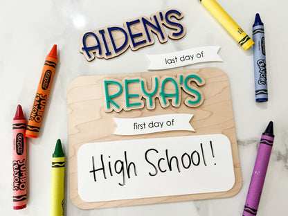 My First Day of School Sign, Back to School Board, Last Day of School, Personalized Photo Prop, Reusable Sign, Sign for School Picture