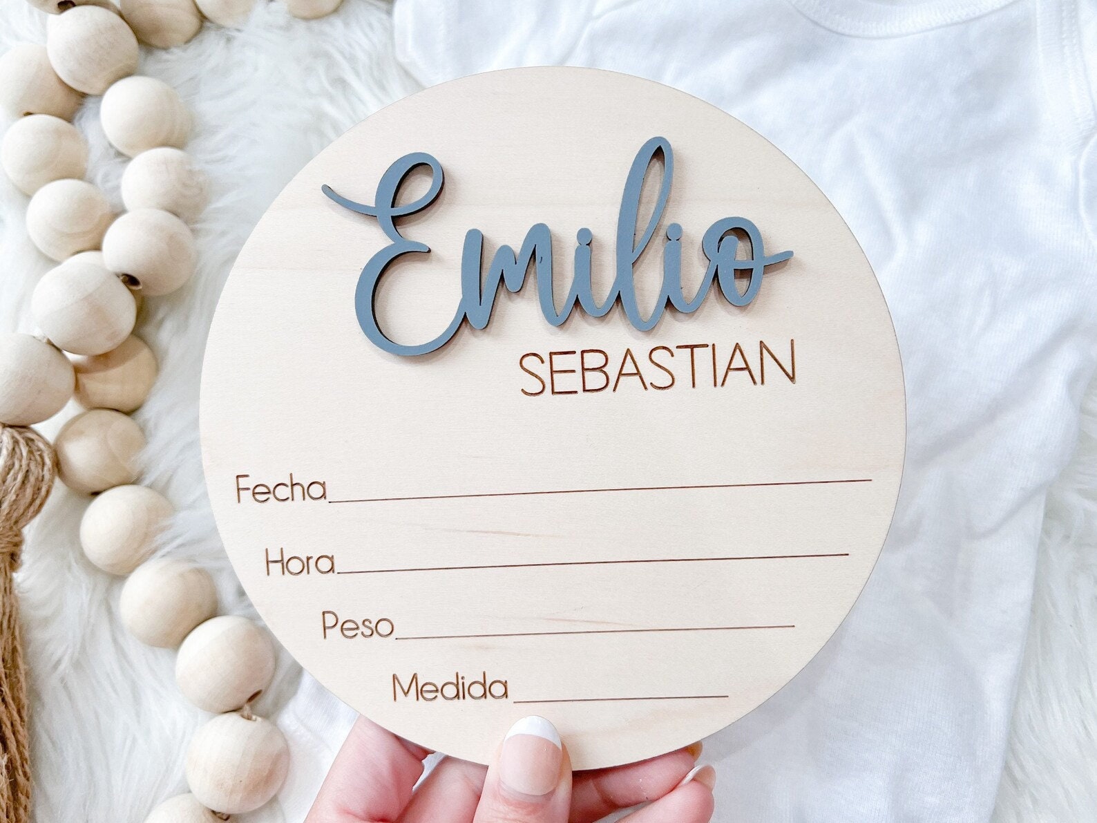 Spanish Monthly Milestone Marker, Baby Month Photo Sign, Monthly Wooden Milestone Discs, Baby Shower Gift, Espanol Baby Milestone Acrylic
