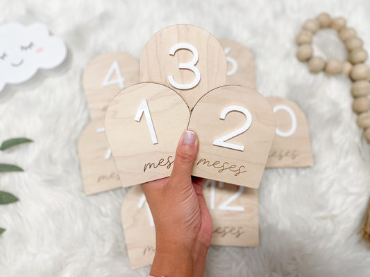 Spanish Monthly Milestone Marker, Spanish Month Photo Sign Baby, Baby Milestone Disc, Baby Shower Gift, Personalized Baby Milestone Set Arch