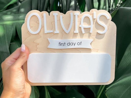 Personalized My First Day of Sign, Reusable Back to School Board, Last Day of School, Board Photo Prop, Sign for School Pictures