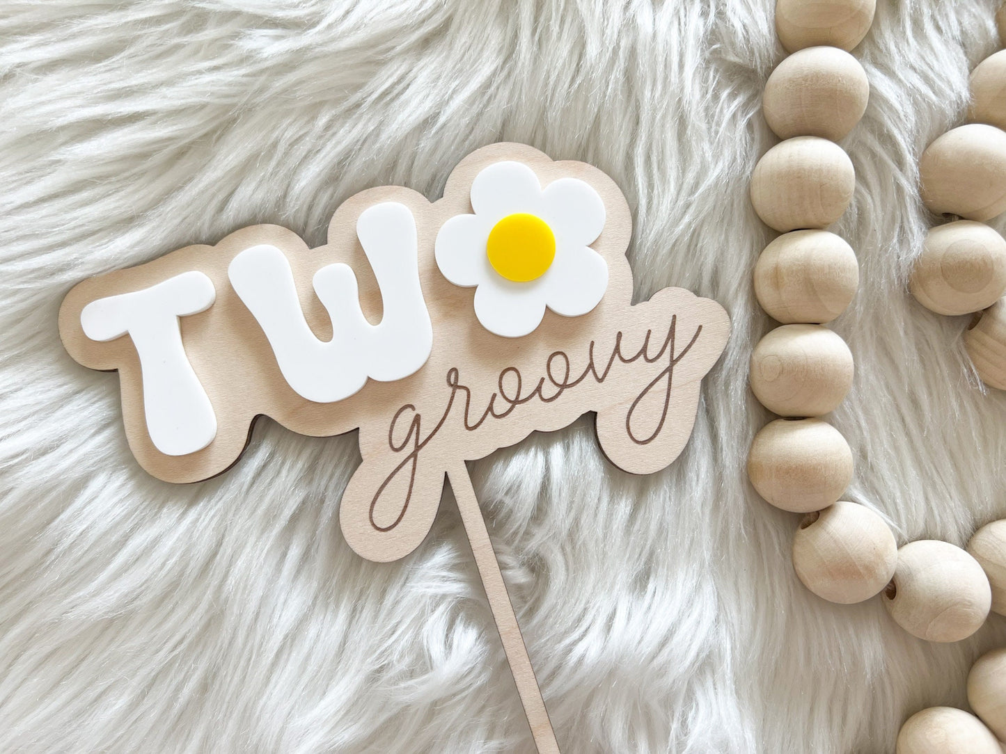 Two Groovy Cake Topper, Retro Hippie Cake Topper, Second Birthday 70s Theme Cake Topper, Hippie Party Decor, Daisy Cake Topper