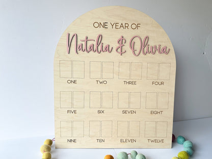 My First Year Board, One Year Photo Board, My First Year Photo Display, 12 month picture sign, Baby's first year sign, 1st Birthday Decor