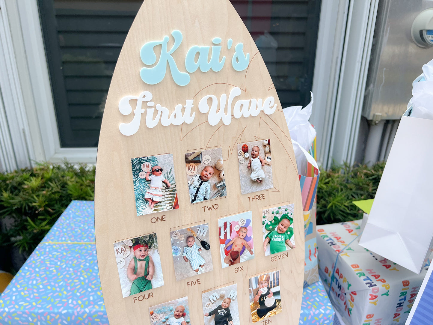 One Year of Photo Surf Board, Baby's first year sign, The Big One Party, First Wave Birthday Decor, 1st Birthday Ocean Theme photo sign