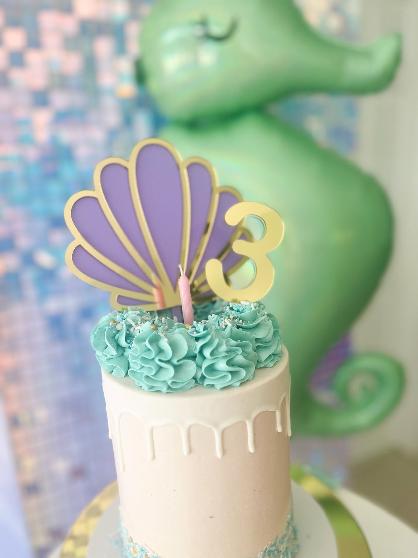 Seashell Birthday Cake Topper, Mermaid Birthday Party, Tropical Beach Party, Under the Sea Birthday Cake Topper, Beach Birthday