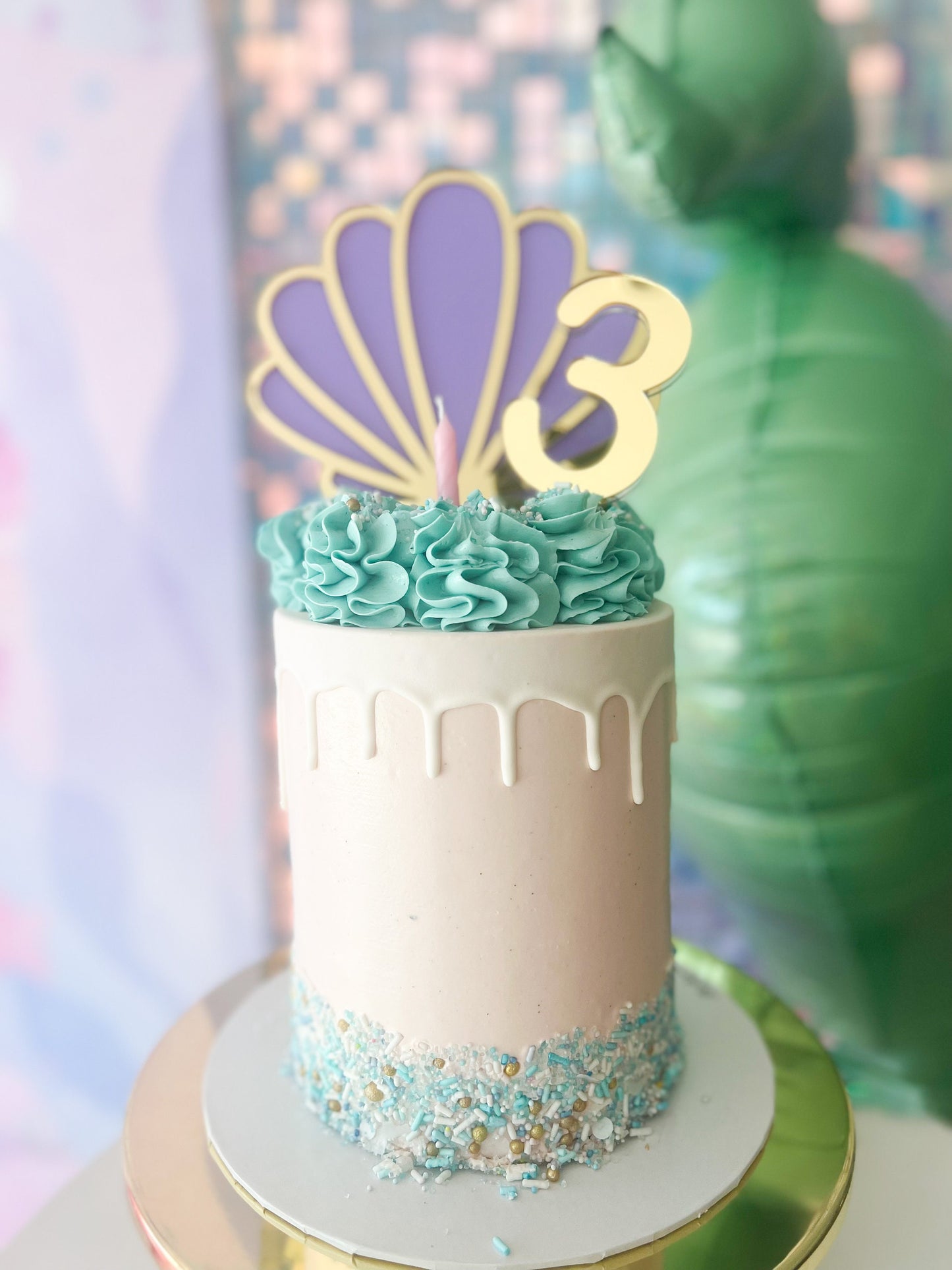 Seashell Birthday Cake Topper, Mermaid Birthday Party, Tropical Beach Party, Under the Sea Birthday Cake Topper, Beach Birthday