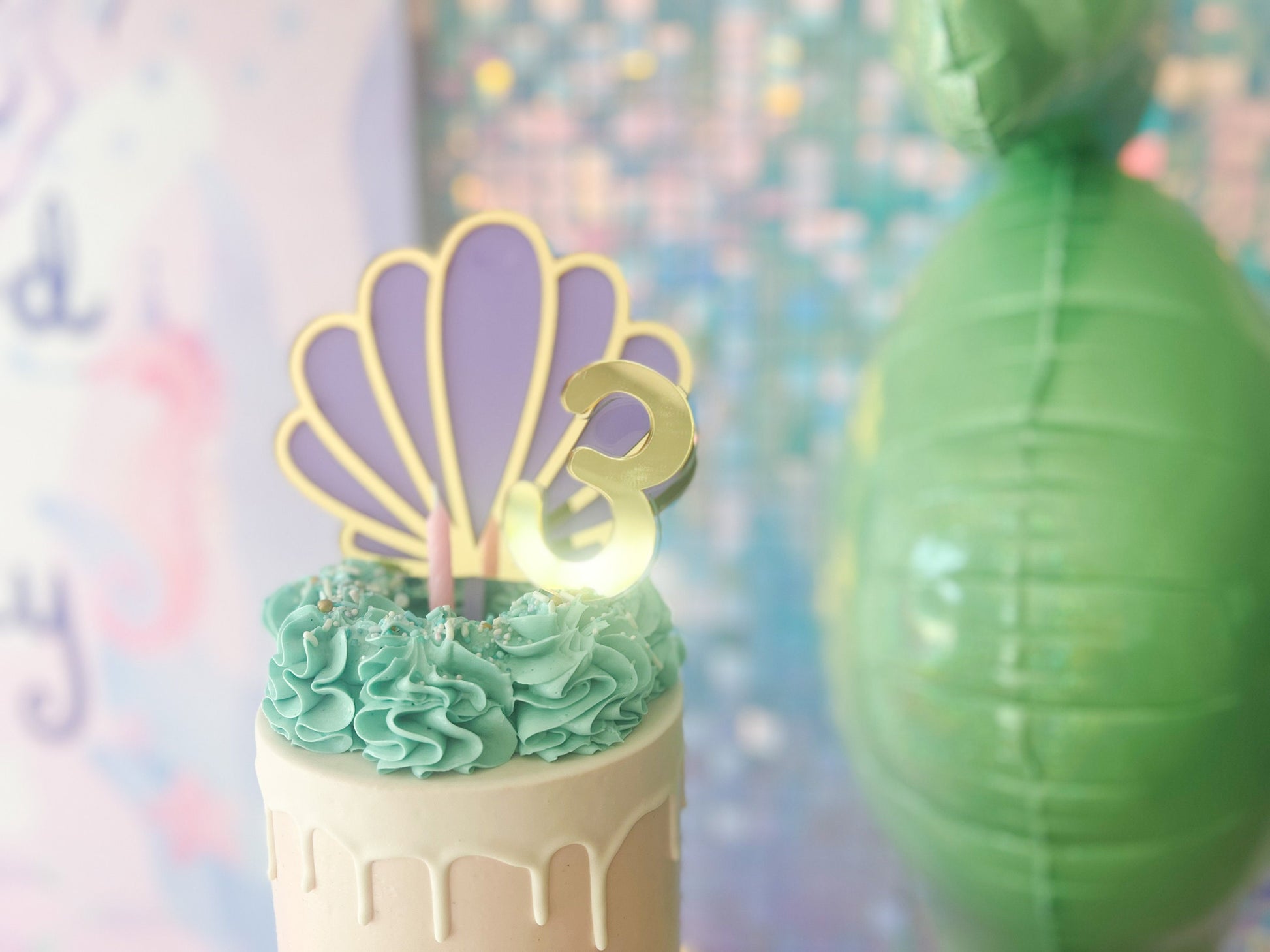 Seashell Birthday Cake Topper, Mermaid Birthday Party, Tropical Beach Party, Under the Sea Birthday Cake Topper, Beach Birthday