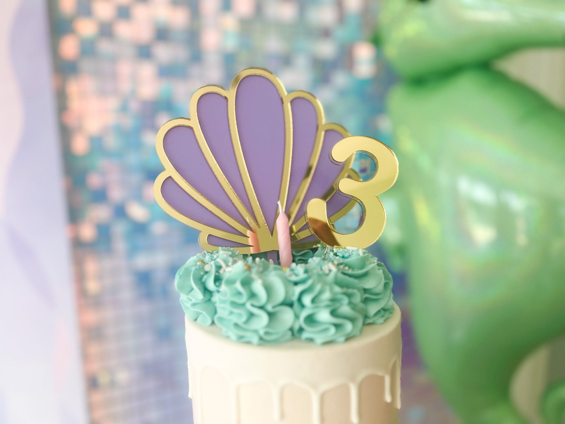 Seashell Birthday Cake Topper, Mermaid Birthday Party, Tropical Beach Party, Under the Sea Birthday Cake Topper, Beach Birthday