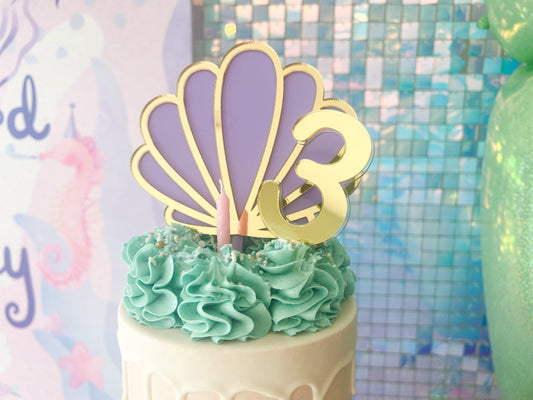 Seashell Birthday Cake Topper, Mermaid Birthday Party, Tropical Beach Party, Under the Sea Birthday Cake Topper, Beach Birthday