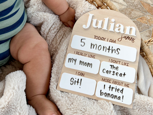 Monthly Milestone Board, Baby Month Sign, First Year Milestone Board, Monthly Photo Sign for Baby milestones, Baby's First Year Board