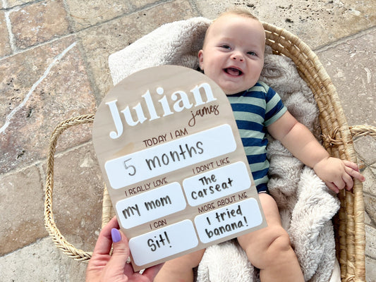 Monthly Milestone Board, Baby Month Sign, First Year Milestone Board, Monthly Photo Sign for Baby milestones, Baby's First Year Board
