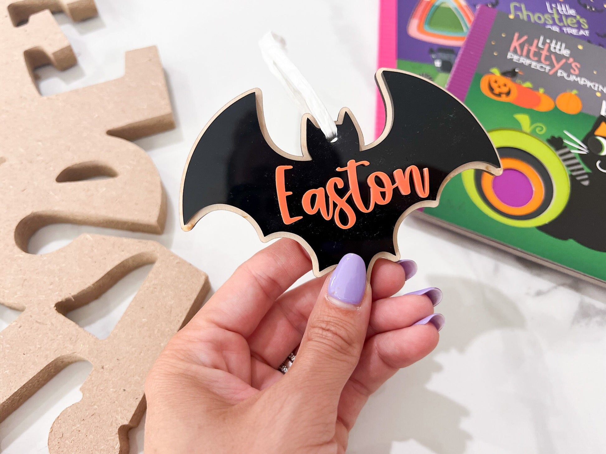 Halloween Name Tags, Ghost Candy Basket Tag, Custom Name for Kids Trick Or Treat Bucket, Ghost Daisy Boo Basket Tag