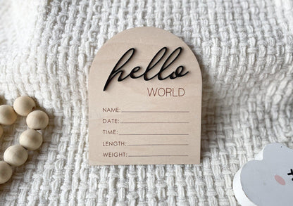 Hello World Birth Announcement Sign, Gender Reveal Newborn Sign for Hospital, Welcome Baby Plaque, Baby Name Sign, Its a Boy Its a Girl