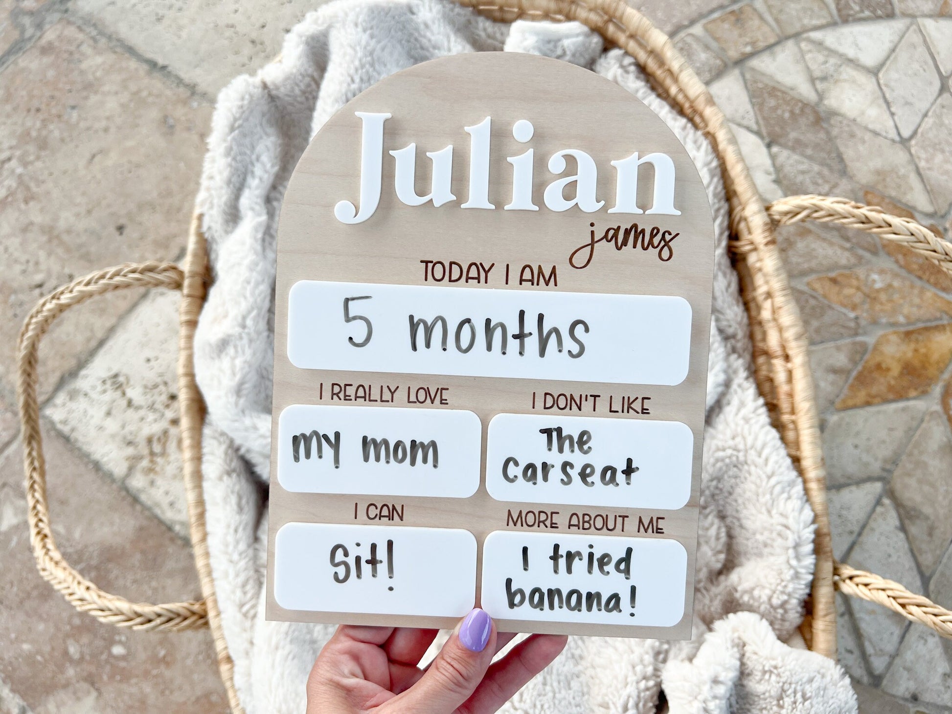 Monthly Milestone Board, Baby Month Sign, First Year Milestone Board, Monthly Photo Sign for Baby milestones, Baby's First Year Board