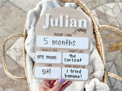 Monthly Milestone Board, Baby Month Sign, First Year Milestone Board, Monthly Photo Sign for Baby milestones, Baby's First Year Board