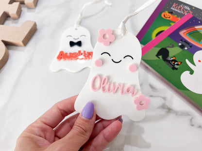 Halloween Name Tags, Ghost Candy Basket Tag, Custom Name for Kids Trick Or Treat Bucket, Ghost Daisy Boo Basket Tag