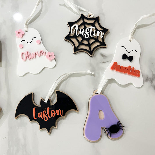 Halloween Name Tags, Ghost Candy Basket Tag, Custom Name for Kids Trick Or Treat Bucket, Ghost Daisy Boo Basket Tag