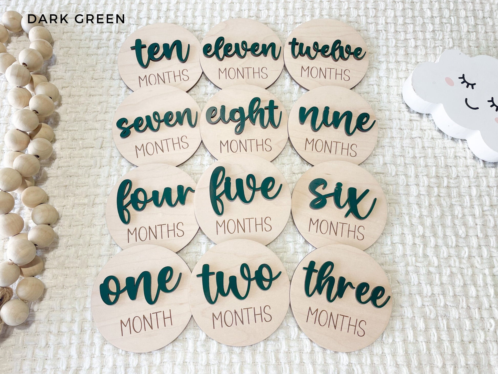 Baby Month Markers, Baby Milestone Cards, 12 Monthly Milestone Signs Baby Discs, Baby Shower Gift, Personalized Baby Milestone 3D Chunky