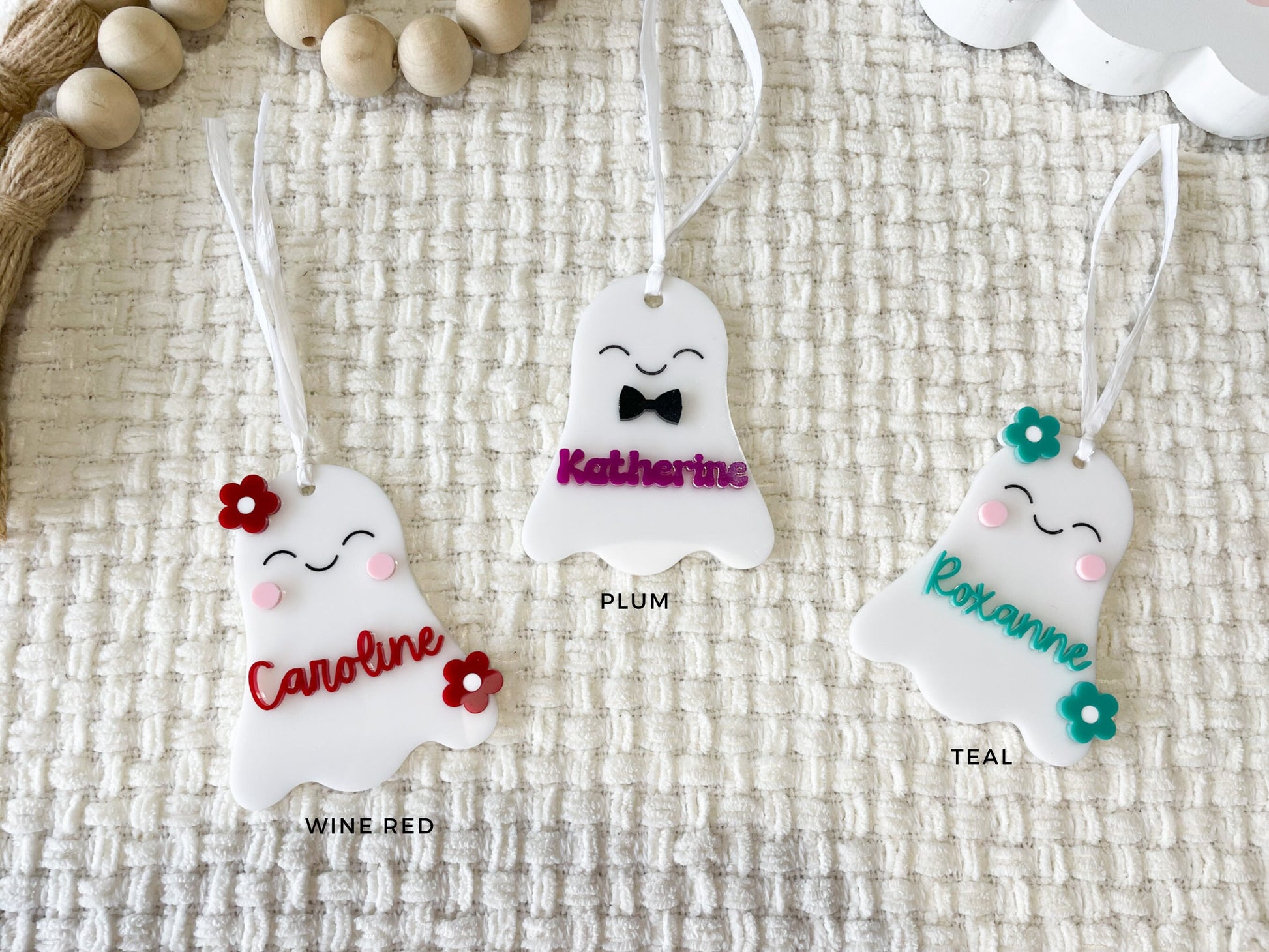 Halloween Name Tags, Ghost Candy Basket Tag, Custom Name for Kids Trick Or Treat Bucket, Ghost Daisy Boo Basket Tag
