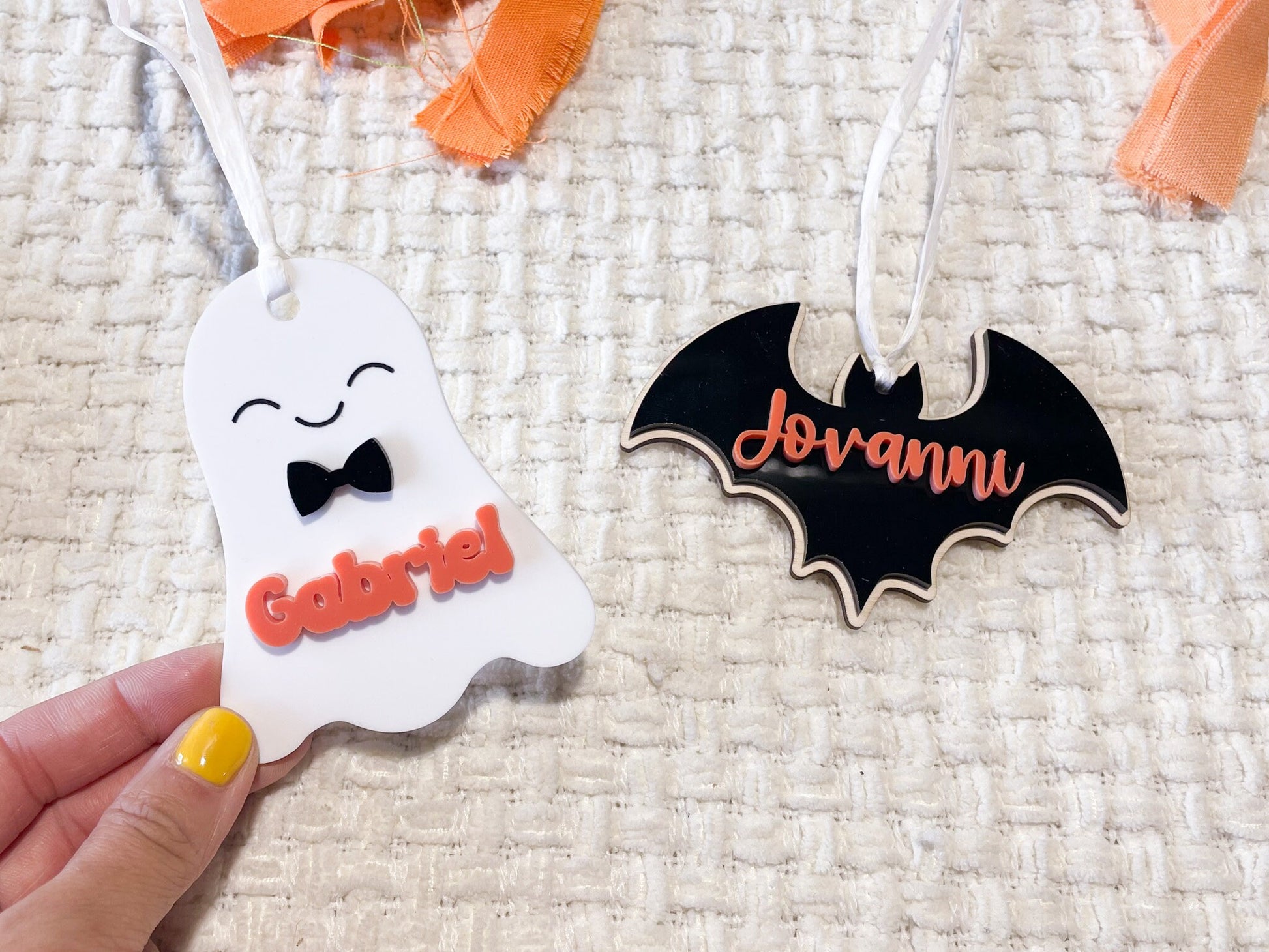 Halloween Name Tags, Ghost Candy Basket Tag, Custom Name for Kids Trick Or Treat Bucket, Ghost Daisy Boo Basket Tag