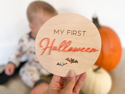 My First Halloween Sign, Baby's First Halloween, Newborn Photo Prop, Personalized Babys First Halloween Sign, My First Holiday Milestone