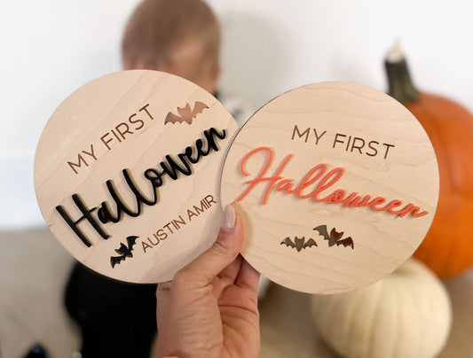 My First Halloween Sign, Baby's First Halloween, Newborn Photo Prop, Personalized Babys First Halloween Sign, My First Holiday Milestone