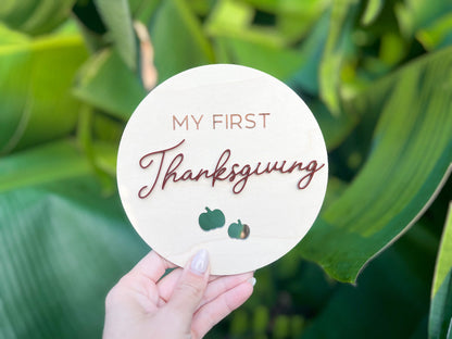 My First Thanksgiving Sign, My First Holiday Milestone, Baby's First Thanksgiving, Newborn Photo Prop, Personalized Baby Thanksgiving Sign