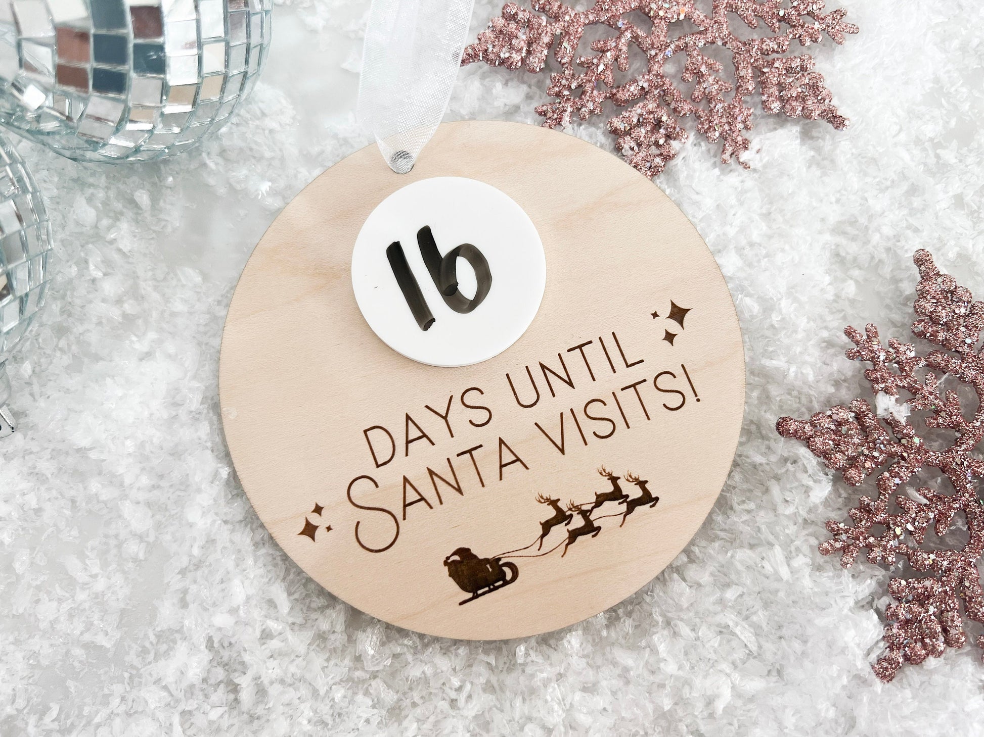 Christmas Countdown Ornament, Santa Countdown Ornament, Santa Comes To Visit Countdown, Dry Erase Sleeps Until Christmas Sign