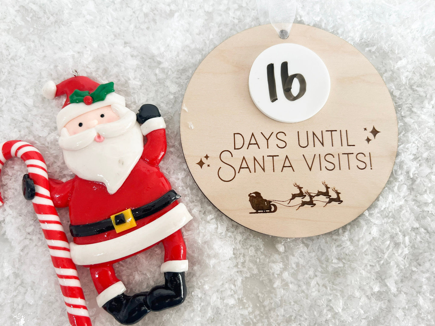Christmas Countdown Ornament, Santa Countdown Ornament, Santa Comes To Visit Countdown, Dry Erase Sleeps Until Christmas Sign
