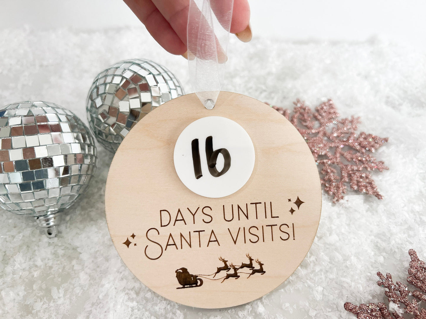 Christmas Countdown Ornament, Santa Countdown Ornament, Santa Comes To Visit Countdown, Dry Erase Sleeps Until Christmas Sign