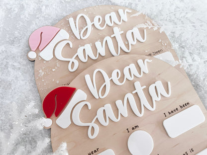 Dear Santa Board, Letter to Santa Board, Kids Christmas List Sign, Dry Erase Christmas Eve Sign, Dear Santa Wish List, Kids Christmas Letter