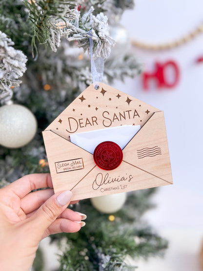 Letter To Santa, Dear Santa Envelope Ornament for Children's Wish List, Kids Christmas List Envelope for Santa Mail, Message to Santa