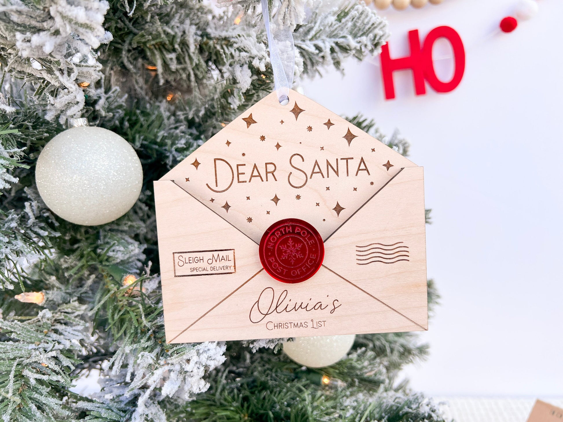 Letter To Santa, Dear Santa Envelope Ornament for Children's Wish List, Kids Christmas List Envelope for Santa Mail, Message to Santa