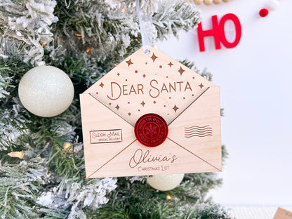 Letter To Santa, Dear Santa Envelope Ornament for Children's Wish List, Kids Christmas List Envelope for Santa Mail, Message to Santa