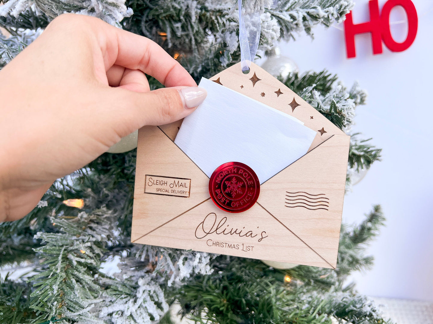 Letter To Santa, Dear Santa Envelope Ornament for Children's Wish List, Kids Christmas List Envelope for Santa Mail, Message to Santa