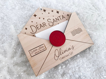 Letter To Santa, Dear Santa Envelope Ornament for Children's Wish List, Kids Christmas List Envelope for Santa Mail, Message to Santa