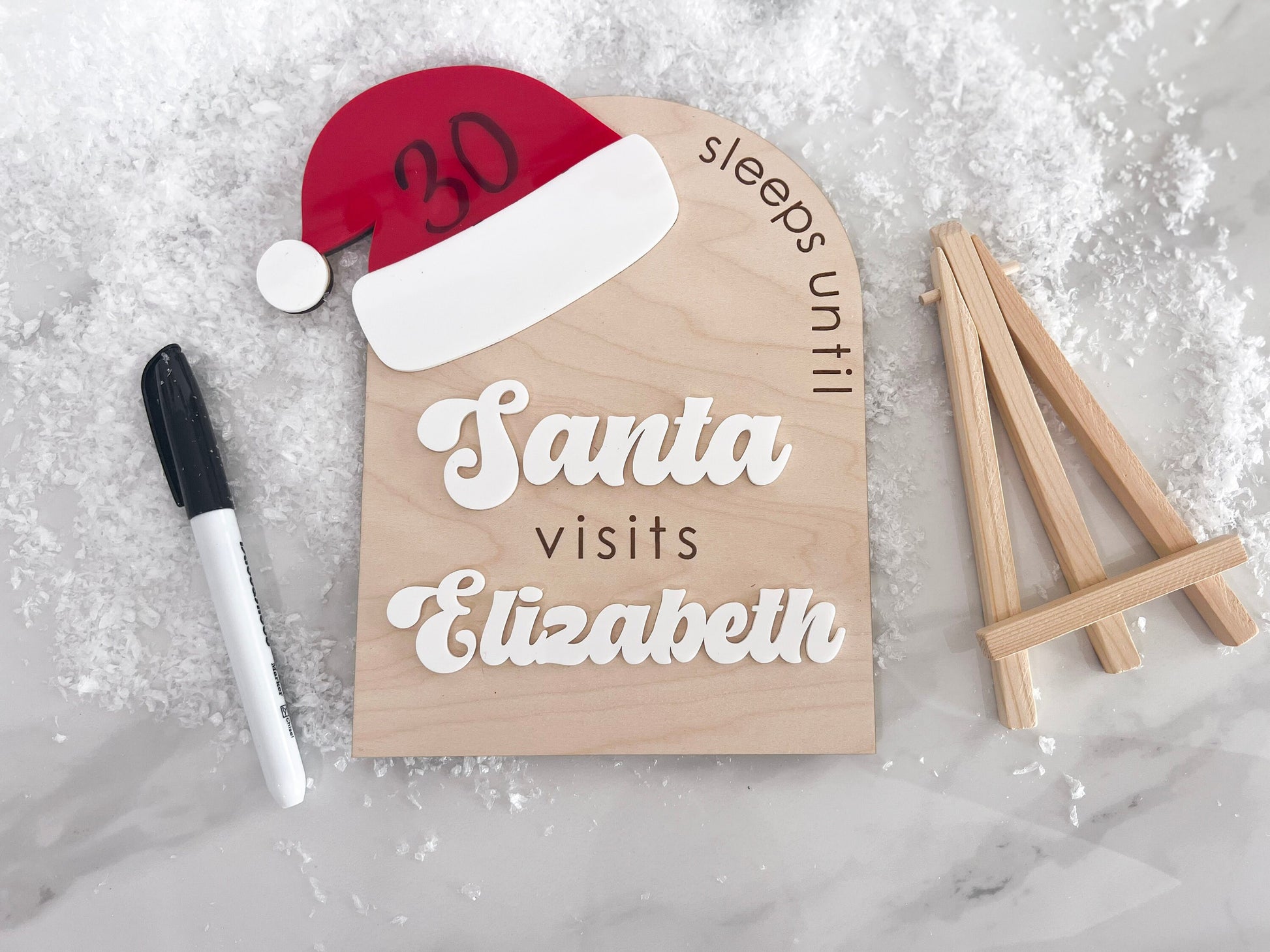 Christmas Countdown Sign, Sleeps until Santa Countdown Sign, Santa Comes To Visit, Dry Erase Sleeps Until Christmas Sign, Santa Countdown