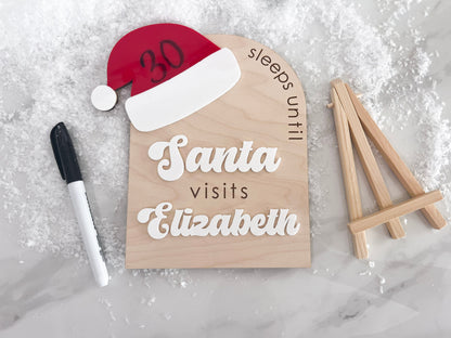 Christmas Countdown Sign, Sleeps until Santa Countdown Sign, Santa Comes To Visit, Dry Erase Sleeps Until Christmas Sign, Santa Countdown