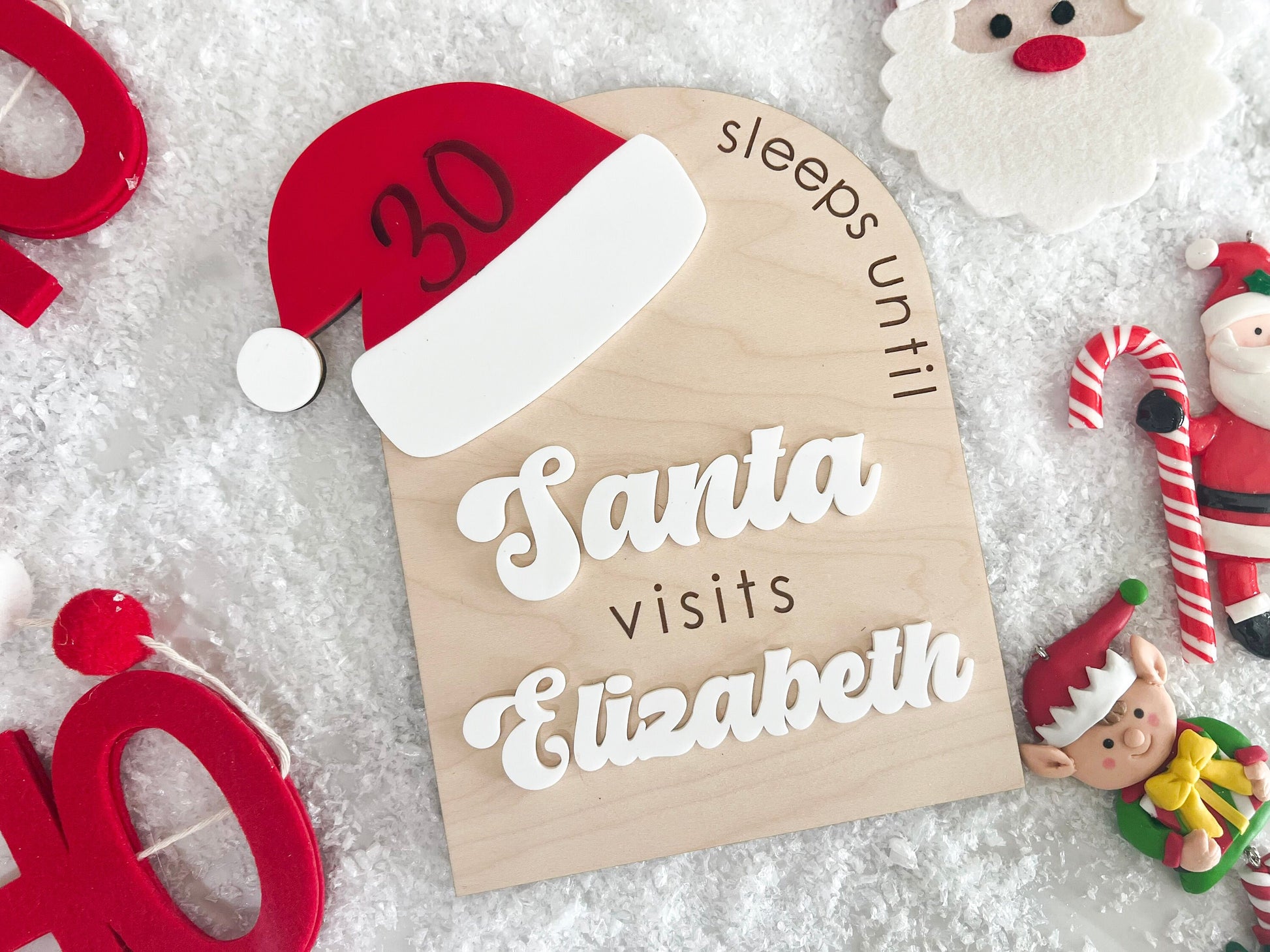 Christmas Countdown Sign, Sleeps until Santa Countdown Sign, Santa Comes To Visit, Dry Erase Sleeps Until Christmas Sign, Santa Countdown