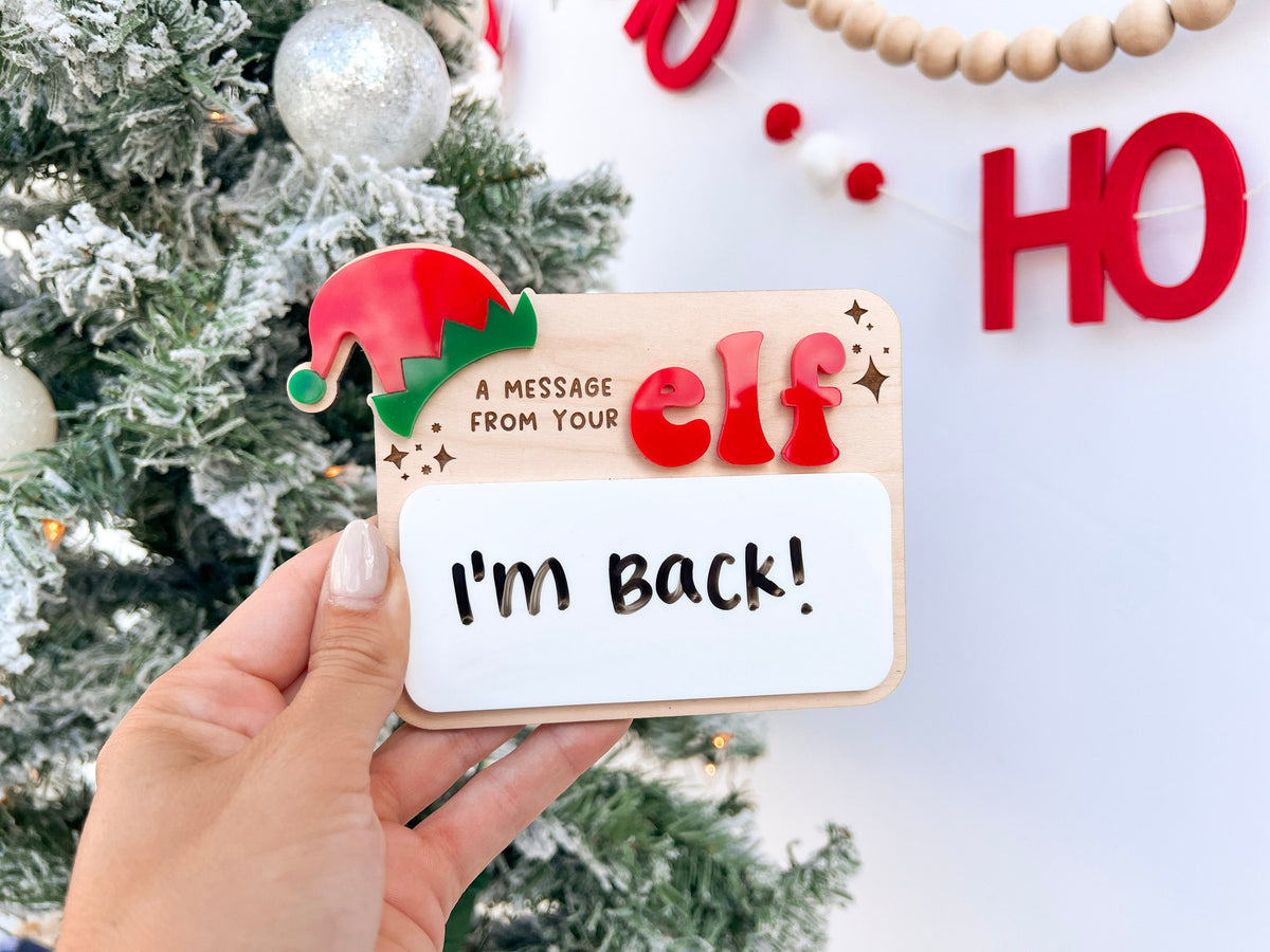Message from your Elf Sign, Elf accessory, Dry Erase Board Reusable Elf Prop, Christmas Decor, Mini Elf Dry Erase Board, Elf Kit Idea