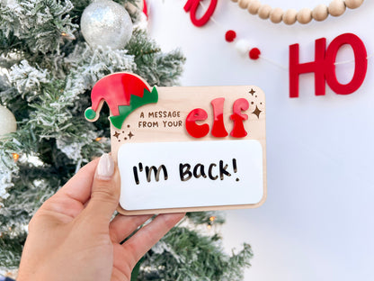 Message from your Elf Sign, Elf accessory, Dry Erase Board Reusable Elf Prop, Christmas Decor, Mini Elf Dry Erase Board, Elf Kit Idea