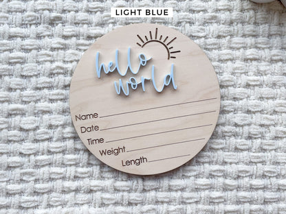 Gender Reveal Sign, Hello World Birth Announcement Plaque, Gender Neutral Welcome Baby Name Sign, It's a Boy It's a Girl Sign for Hospital