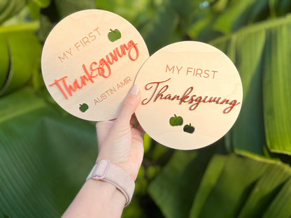 My First Thanksgiving Sign, My First Holiday Milestone, Baby's First Thanksgiving, Newborn Photo Prop, Personalized Baby Thanksgiving Sign
