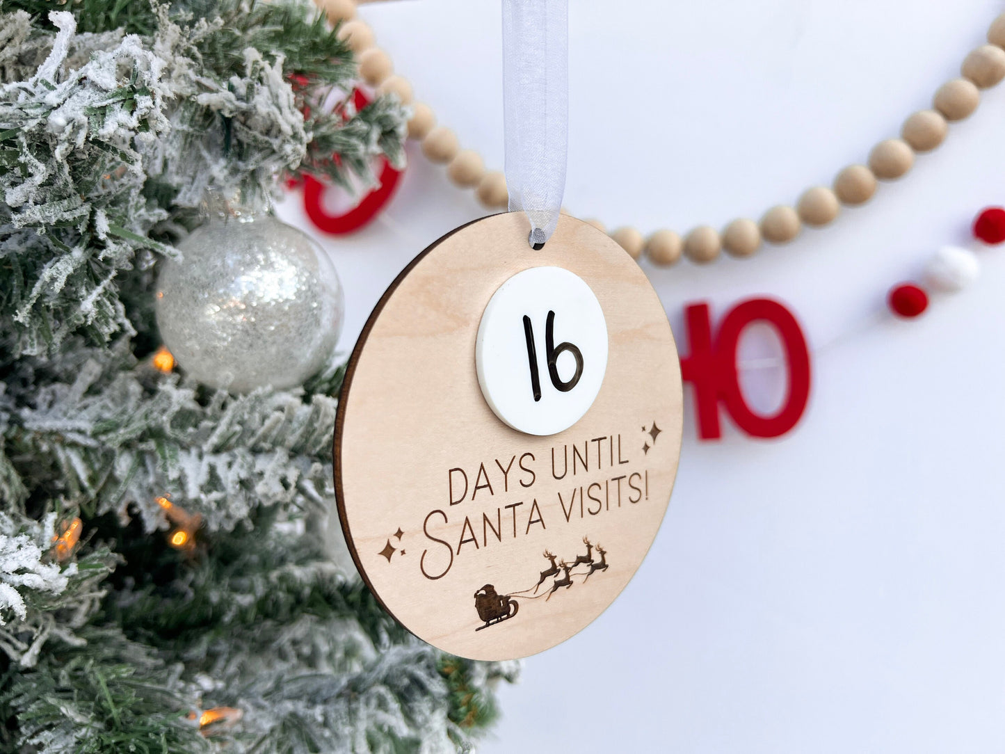 Christmas Countdown Ornament, Santa Countdown Ornament, Santa Comes To Visit Countdown, Dry Erase Sleeps Until Christmas Sign