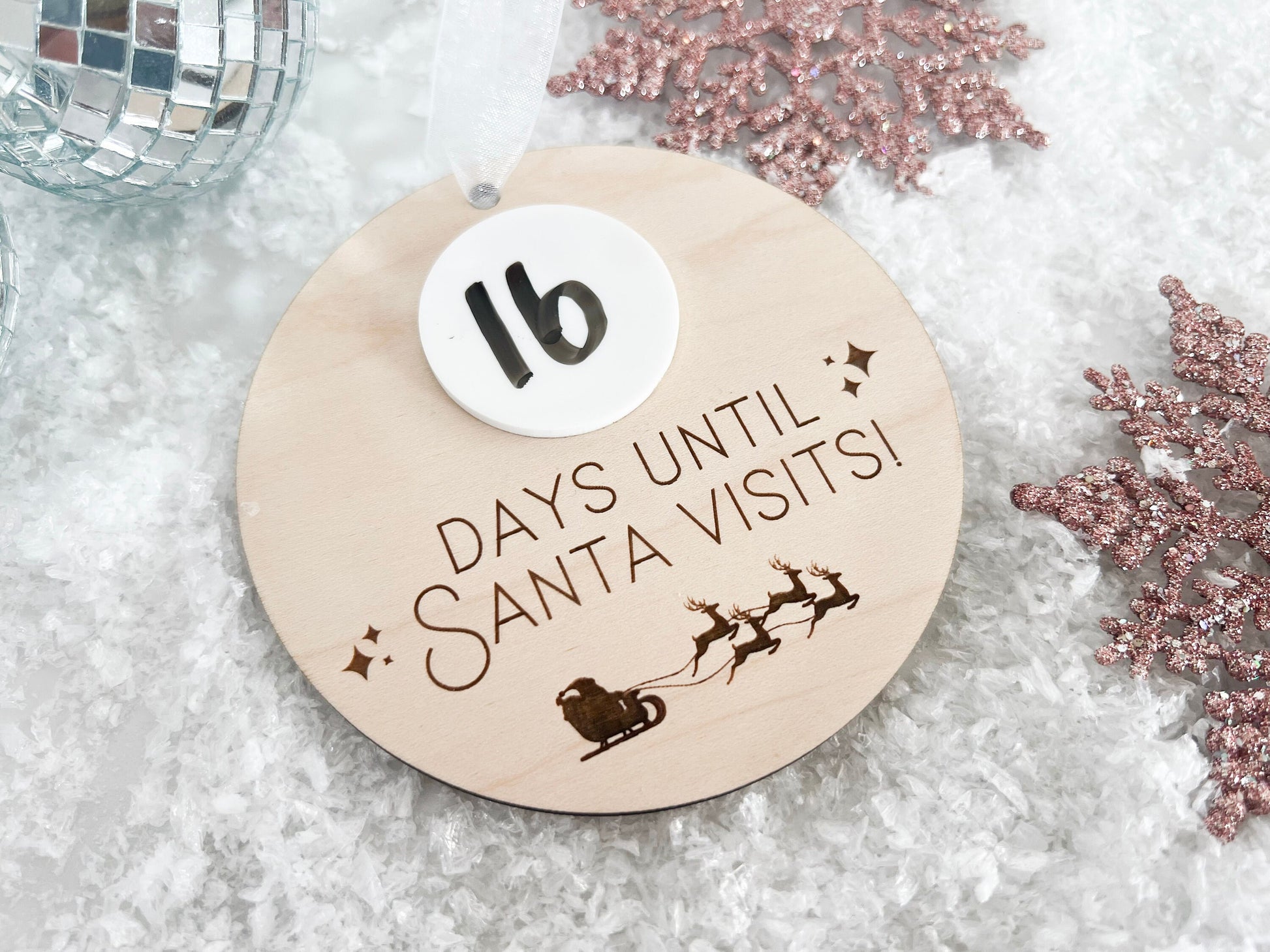 Christmas Countdown Ornament, Santa Countdown Ornament, Santa Comes To Visit Countdown, Dry Erase Sleeps Until Christmas Sign