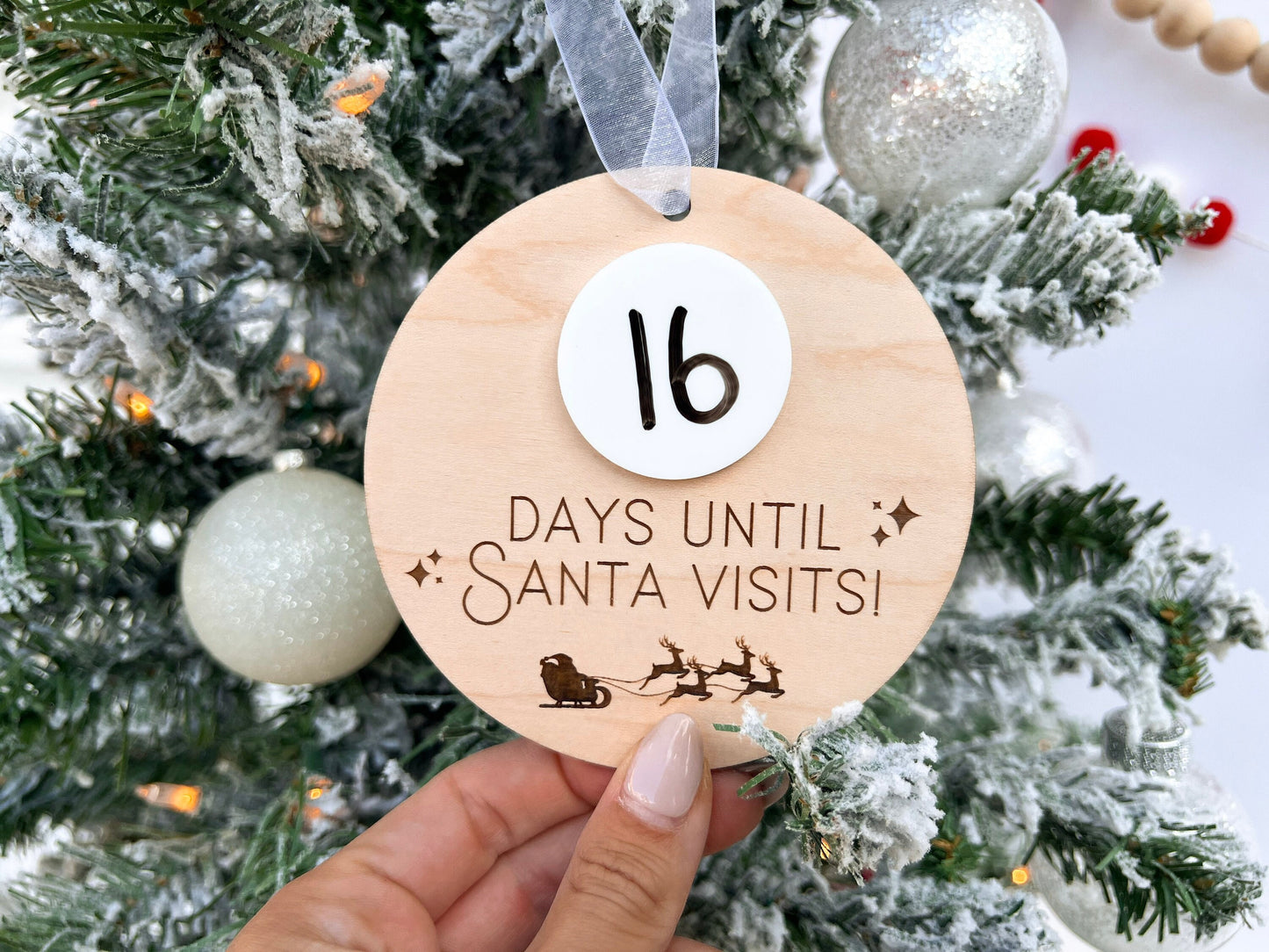 Christmas Countdown Ornament, Santa Countdown Ornament, Santa Comes To Visit Countdown, Dry Erase Sleeps Until Christmas Sign