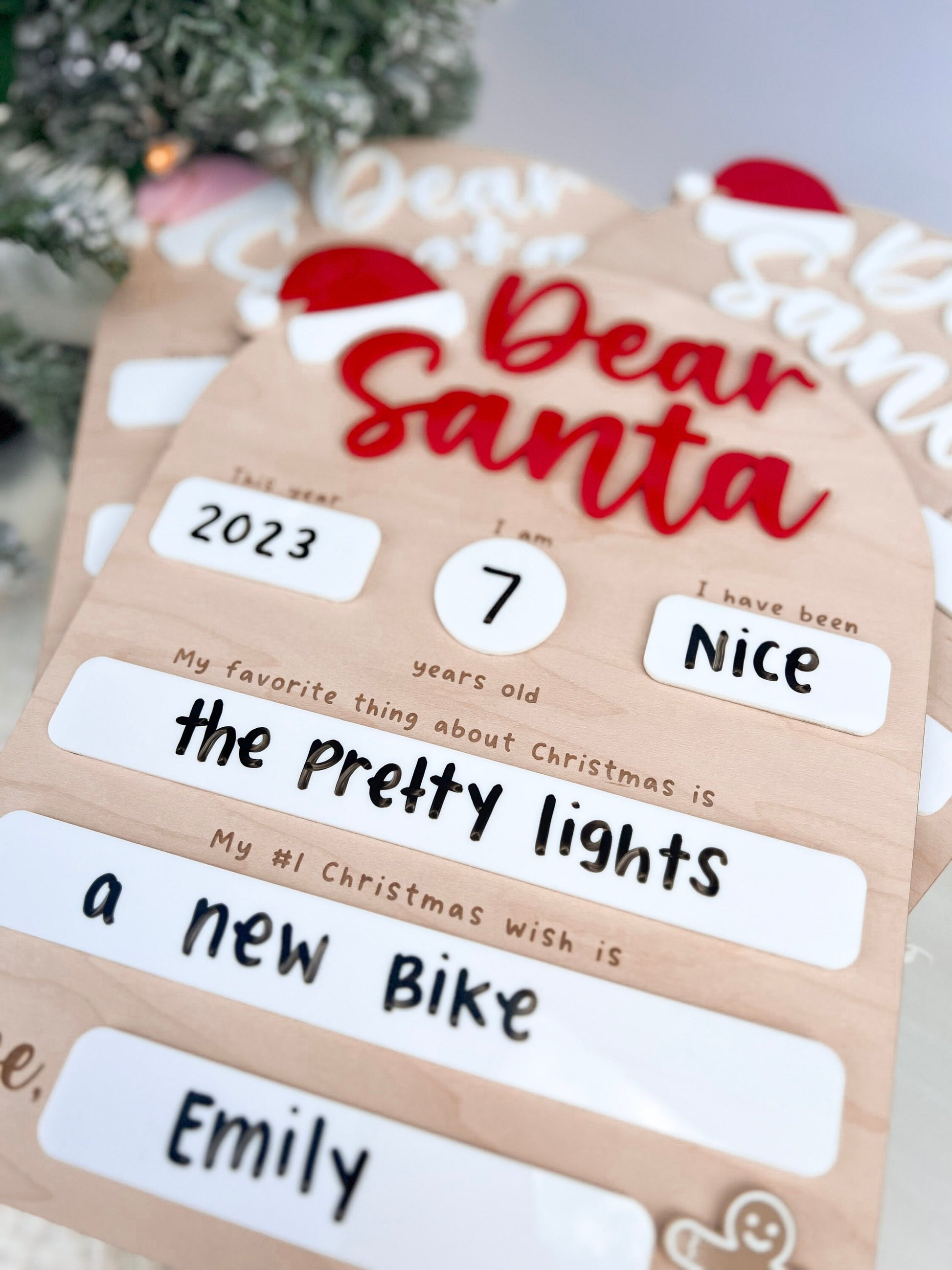 Dear Santa Board, Letter to Santa Board, Kids Christmas List Sign, Dry Erase Christmas Eve Sign, Dear Santa Wish List, Kids Christmas Letter