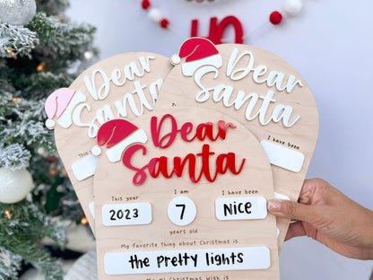 Dear Santa Board, Letter to Santa Board, Kids Christmas List Sign, Dry Erase Christmas Eve Sign, Dear Santa Wish List, Kids Christmas Letter